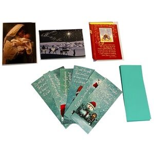 Religious Christmas Cards Lot Nativity Magi Snowman Money Holder Christian